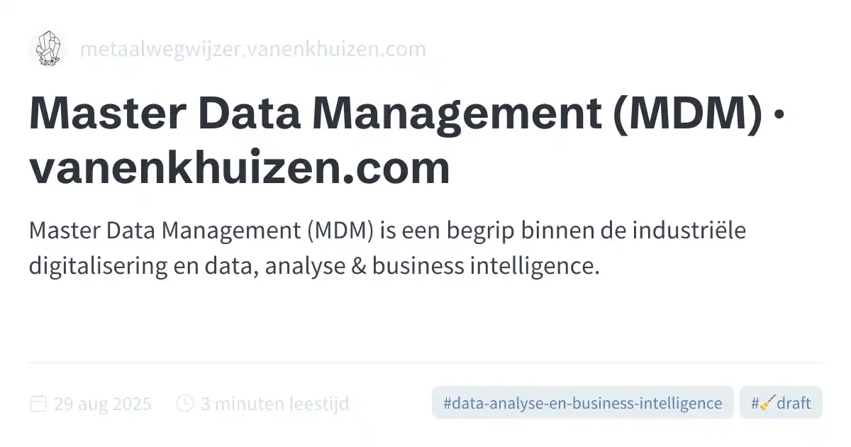 Master Data Management (MDM) · vanenkhuizen.com